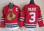 Blackhawks #3 Pierre Pilote Red CCM Throwback Stitched Jersey