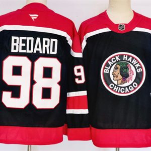 Chicago Blackhawks #98 Connor Bedard Black 2024-25 Stitched Jersey