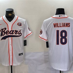 Chicago Bears #18 Caleb Williams White With Patch Cool Base Stitched Jersey