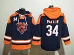Chicago Bears #34 Walter Payton Navy Ageless Must-Have Lace-Up Pullover Hoodie