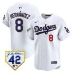 Los Angeles Dodgers #8 Enrique Hernandez White 2024 Jackie Robinson Patch Stitched Jersey