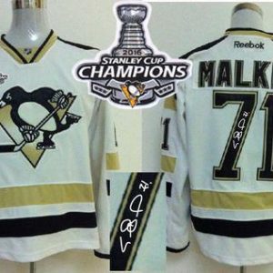 Penguins #71 Evgeni Malkin White 2014 Stadium Series Autographed 2016 Stanley Cup Champions Stitched Jersey