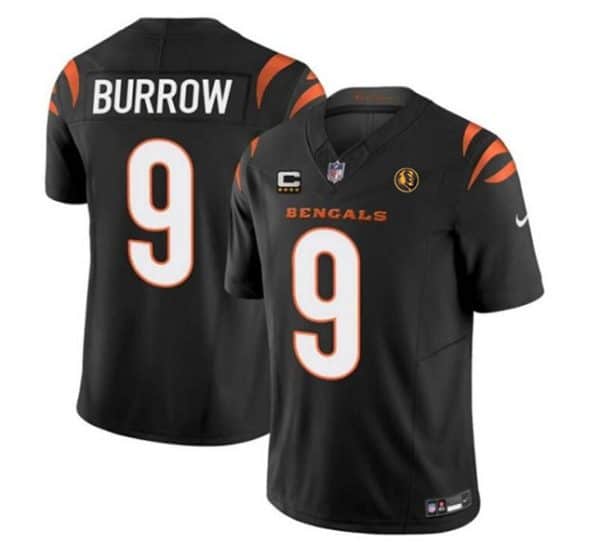 Cincinnati Bengals #9 Joe Burrow Black 2023 F.U.S.E. With 4-Star C Patch And John Madden Patch Vapor Limited Stitched Jersey