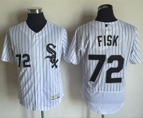White Sox #72 Carlton Fisk White(Black Strip) Flexbase Authentic Collection Stitched Jersey