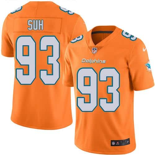 Dolphins #93 Ndamukong Suh Orange Stitched Limited Rush Nike Jersey