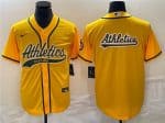 Oakland Athletics Yellow Team Big Logo Cool Base Stitched Jersey 002