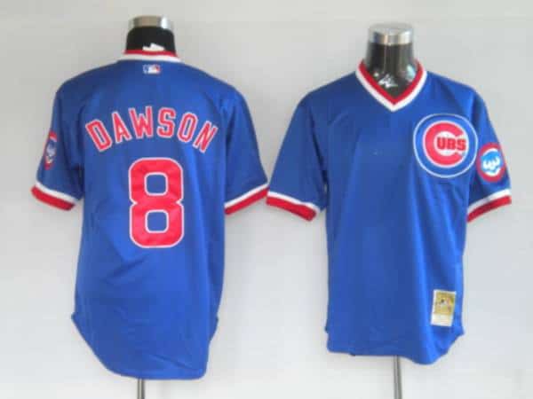 Mitchell And Ness Cubs #8 Andre Dawson Stitched Blue Throwback Jersey
