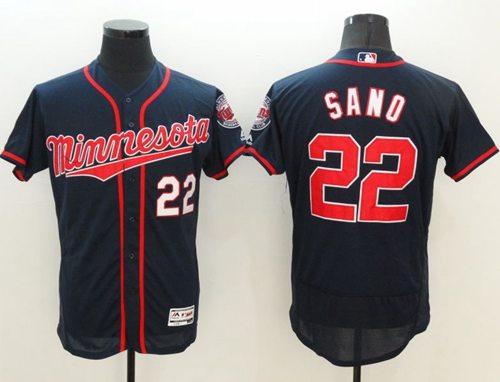 Twins #22 Miguel Sano Navy Blue Flexbase Authentic Collection Stitched Jersey