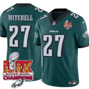 Philadelphia Eagles #27 Quinyon Mitchell Black 2025 Eagles Logo Super Bowl LIX Patch New F.U.S.E. Vapor Untouchable Limited Stitched Jersey