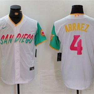 San Diego Padres #4 Luis Arraez White City Connect Cool Base Stitched Jersey