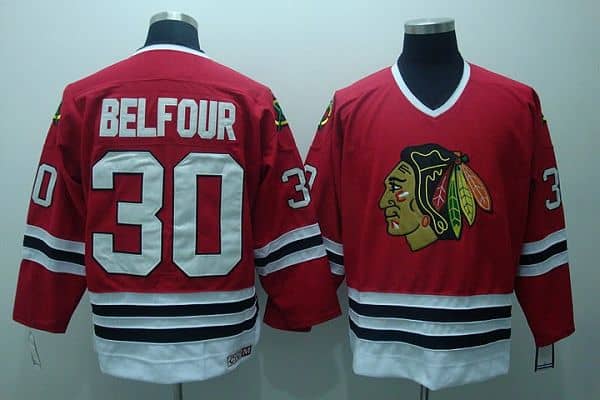 Blackhawks #30 ED Belfour Stitched Red CCM Throwback Jersey