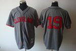 Mitchell And Ness Indians #19 Bob Feller Grey Stitched Throwback Jersey