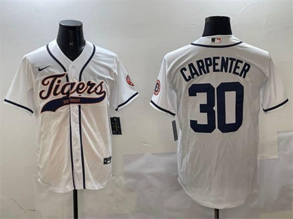 Detroit Tigers #30 Kerry Carpenter White With Patch Cool Base Stitched Jersey