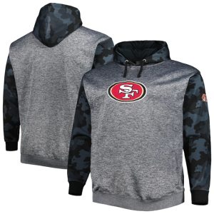 San Francisco 49ers Heather Charcoal Big Tall Camo Pullover Hoodie
