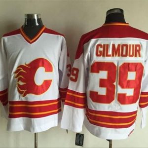Flames #39 Doug Gilmour White CCM Throwback Stitched Jersey