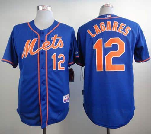 Mets #12 Juan Lagares Blue Alternate Home Cool Base Stitched Jersey