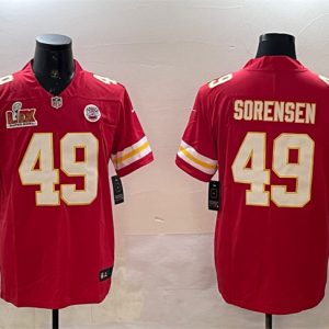 Kansas City Chiefs #49 Daniel Sorensen Red 2025 Super Bowl LIX Patch Vapor Untouchable Limited Stitched Jersey