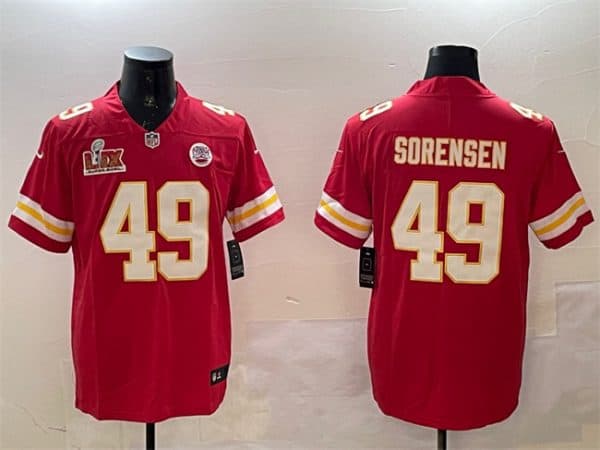 Kansas City Chiefs #49 Daniel Sorensen Red 2025 Super Bowl LIX Patch Vapor Untouchable Limited Stitched Jersey