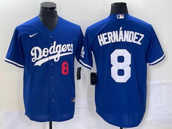 Los Angeles Dodgers #8 Enrique Hern¨¢ndez Blue Flex Base Stitched Jersey