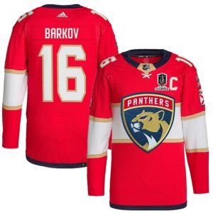 Florida Panthers #16 Aleksander Barkov Red Home 2024 Stanley Cup Champions Stitched Jersey