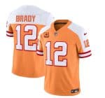 Tampa Bay Buccaneers #12 Tom Brady 2023 F.U.S.E. White Gold With 4-Star C Patch Throwback Limited Stitched Jersey