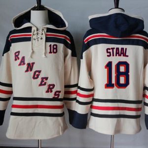 Rangers #18 Marc Staal Cream Sawyer Hooded Sweatshirt Stitched Jersey