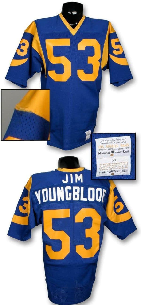 Los Angeles Rams Late ¡¯70s #53 Jim Youngblood Blue With Full Name Stitched Jersey
