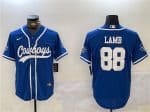 Dallas Cowboys #88 CeeDee Lamb Royal With Patch Cool Base Stitched Jersey