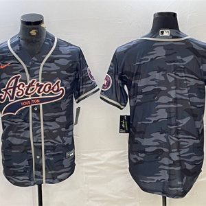 Houston Astros Blank Gray Camo With Patch Cool Base Stitched Jersey