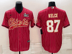 Kansas City Chiefs #87 Travis Kelce Red With Super Bowl LVII Patch Cool Base Stitched Baseball Jersey