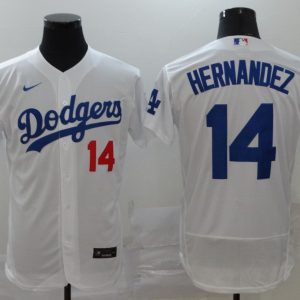 Los Angeles Dodgers #14 Kik¨¦ Hern¨¢ndez White Flex Base Stitched Jersey