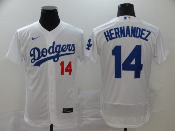 Los Angeles Dodgers #14 Kik¨¦ Hern¨¢ndez White Flex Base Stitched Jersey