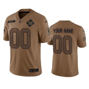 New York Giants Custom 2023 Brown Salute To Setvice Limited Stitched Jersey