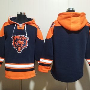 Chicago Bears Blank Navy Ageless Must-Have Lace-Up Pullover Hoodie