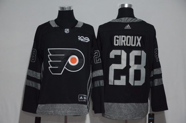 Philadelphia Flyers #28 Claude Giroux Black 1917-2017 100th Anniversary Stitched Jersey
