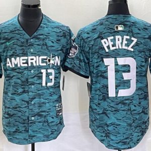 Kansas City Royals #13 Salvador Perez Teal 2023 All-Star Cool Base With Patch Stitched Jersey