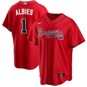 Atlanta Braves #1 Ozzie Albies Red Cool Base Stitched Jersey