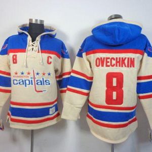 Capitals #8 Alex Ovechkin Cream Sawyer Hooded Sweatshirt Stitched Jersey