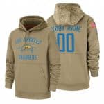 Los Angeles Chargers Custom Nike Tan 2019 Salute To Service Name Number Sideline Therma Pullover Hoodie