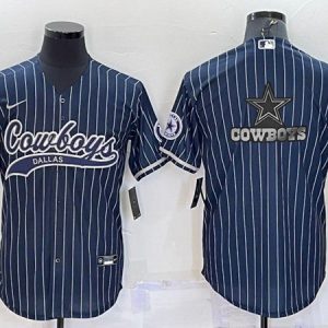 Dallas Cowboys Navy Team Big Logo With Patch Cool Base Stitched Baseball Jersey