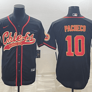Kansas City Chiefs #10 Isiah Pacheco Black With Patch Cool Base Stitched Baseball Jersey