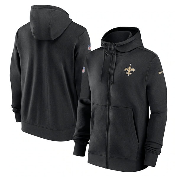 New Orleans Saints Black Sideline Club Performance Full-Zip Hoodie