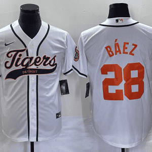 Detroit Tigers #28 Javier B¨¢ez White Cool Base Stitched Jersey