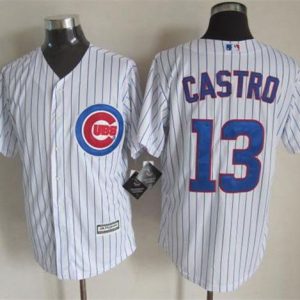 Cubs #13 Starlin Castro White Strip New Cool Base Stitched Jersey