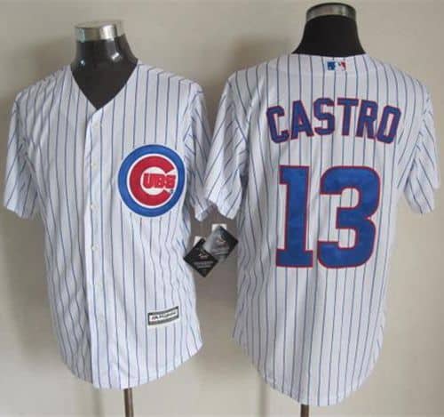 Cubs #13 Starlin Castro White Strip New Cool Base Stitched Jersey