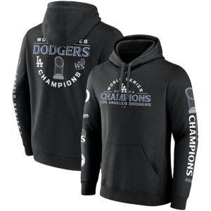 Los Angeles Dodgers Black 2024 World Series Champions Logos Pullover Hoodie