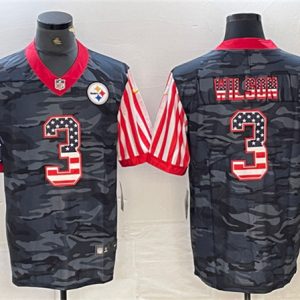 Pittsburgh Steelers #3 Russell Wilson Camo USA Flag Limited Stitched Jersey