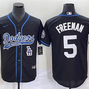 Los Angeles Dodgers #5 Freddie Freeman Black Cool Base With Patch Stitched Jersey