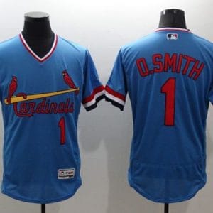 Cardinals #1 Ozzie Smith Light Blue Flexbase Authentic Collection Cooperstown Stitched Jersey