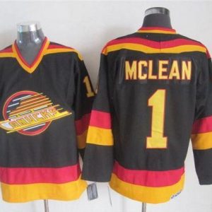 Canucks #1 Kirk Mclean Black Gold CCM Throwback Stitched Jersey